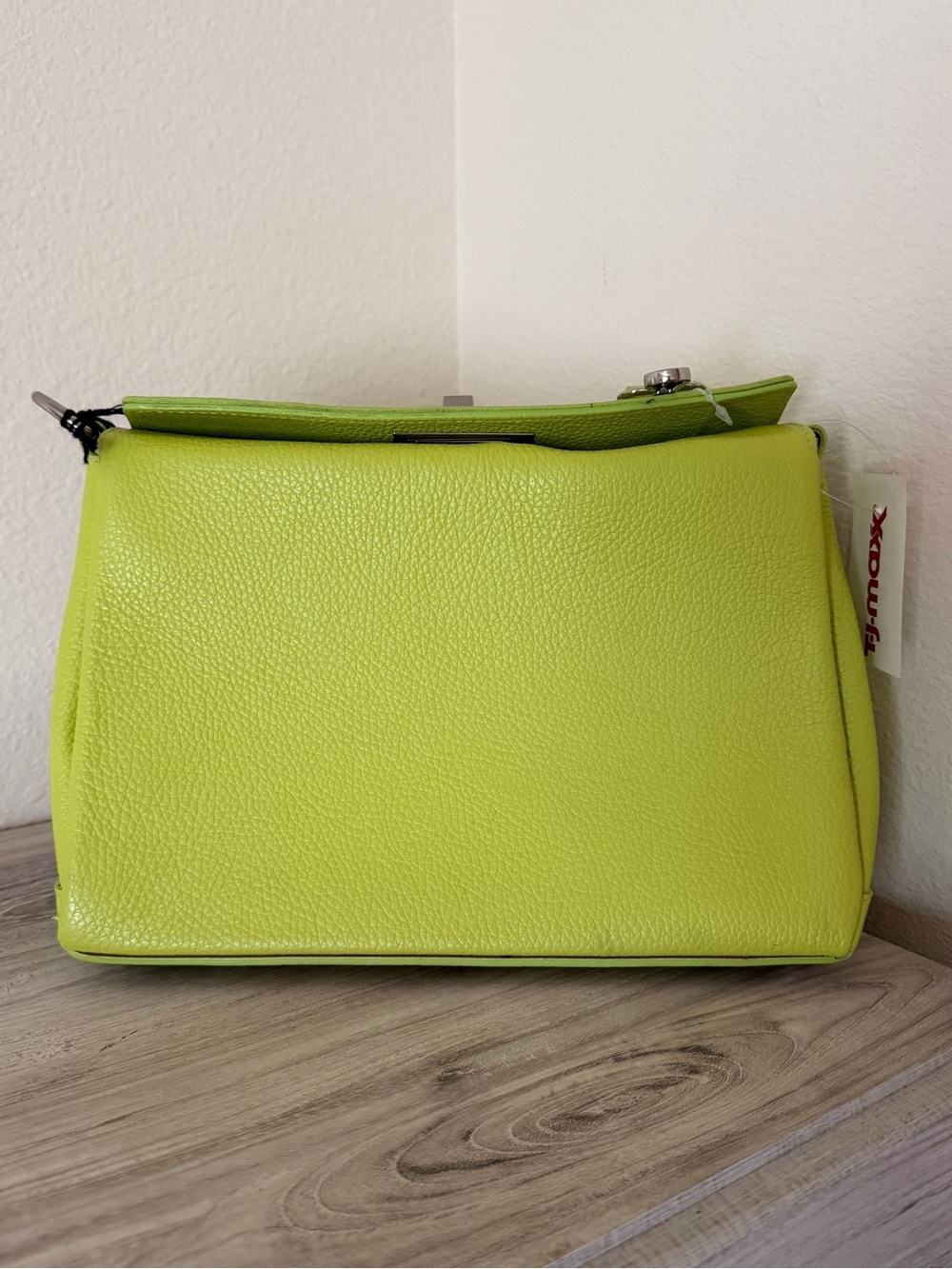 Viola Castellani Chartreuse Leather Bag with Silver Chain - Picture 8 of 15